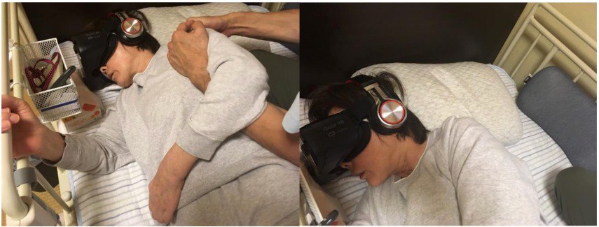 Image tirée de &quot;Virtual reality applied to home-visit rehabilitation for hemiplegic shoulder pain in a stroke patient : a case report&quot; par Hiroki Funao, publié en 2021.